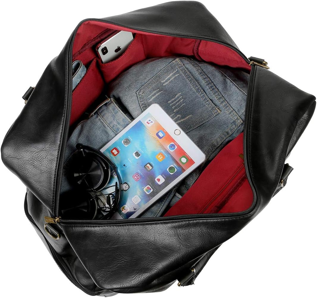 BAOSHA Gross Leder Reisetasche Handgepäck Travel Duffel Carry On Bag Weekender Tasche mit Schuhfach