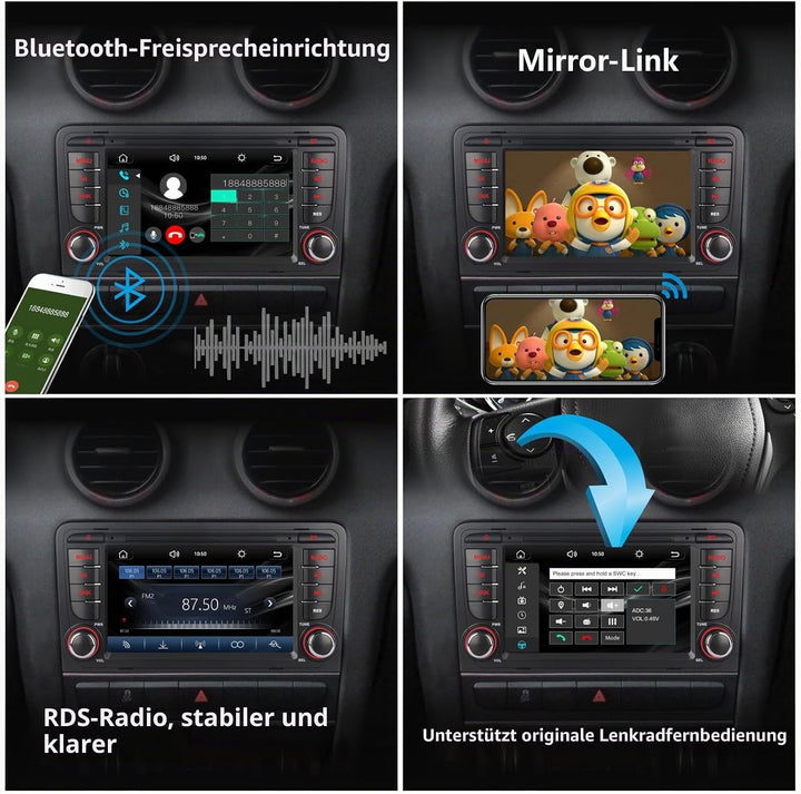 Radio für High Power Audi A3 8P/S3/RS3/Sportback, kabellos, kompatibel mit Carplay und Android Auto,