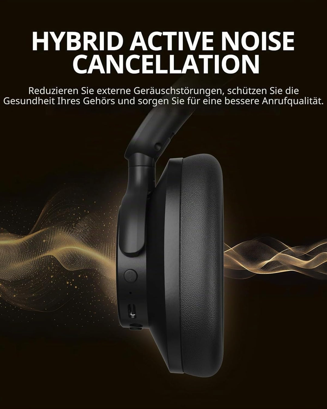 Tronsmart Q20S Hybrid Noise Cancelling Kopfhoerer Kabellos, Over Ear Kopfhörer mit Mikrofon, Hi-Res-