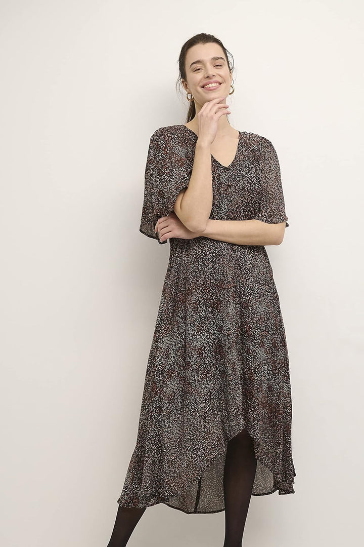 Cream Damen Crpenla Dress-Zally Fit Lässiges Nachtkleid 40 Black Small Leaves, 40 Black Small Leaves