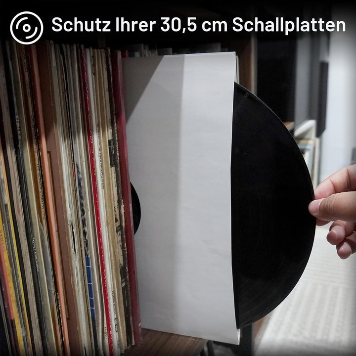 Innenhüllen für Schallplatten, schweres, säurefreies Papier, quadratisch, weiss, Kraftpapier, Innenh
