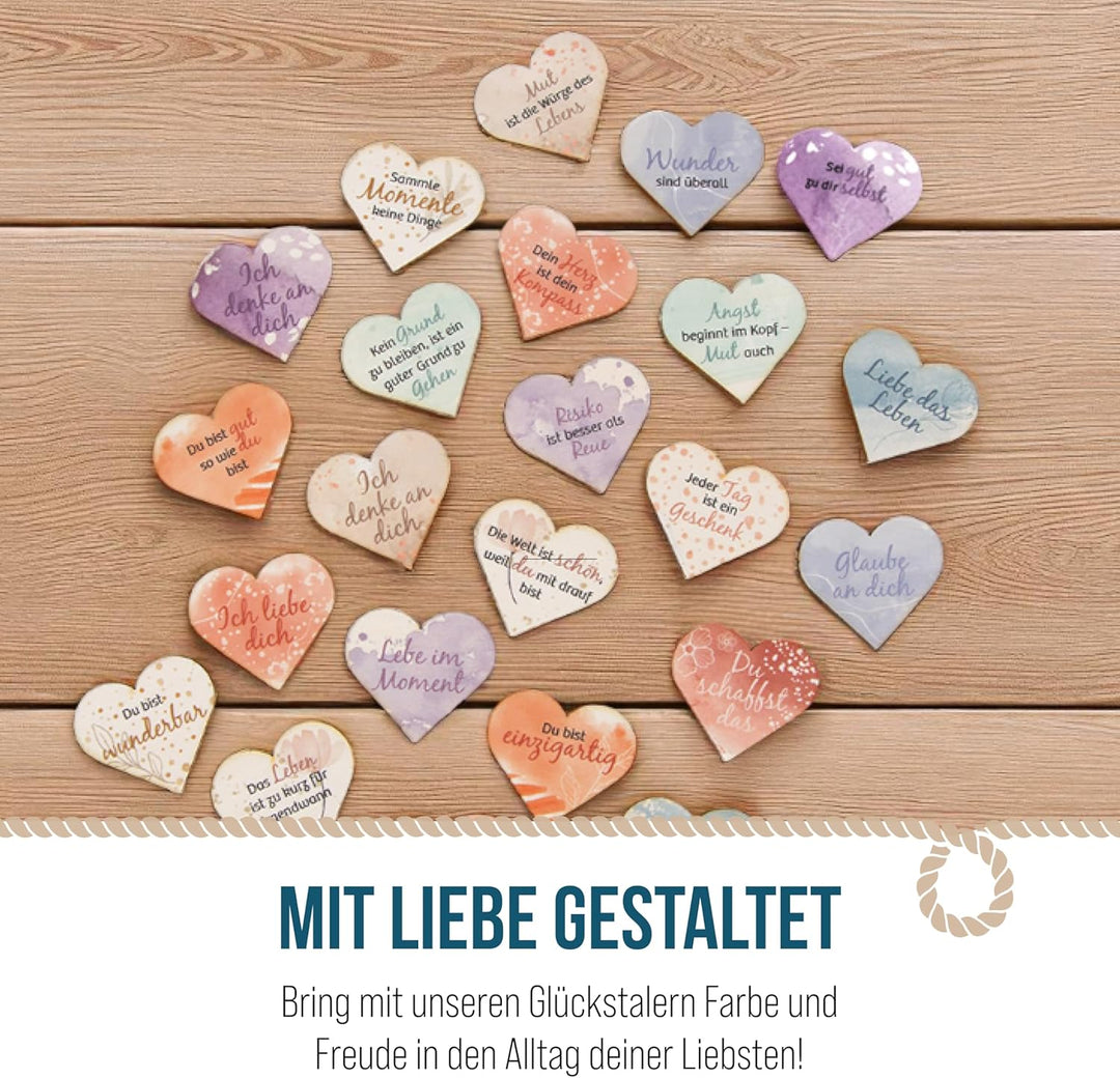 Logbuch-Verlag 24 Glücksbringer Herzen mit positiven Sprüchen zur Motivation Liebe Geburtstag für Ki