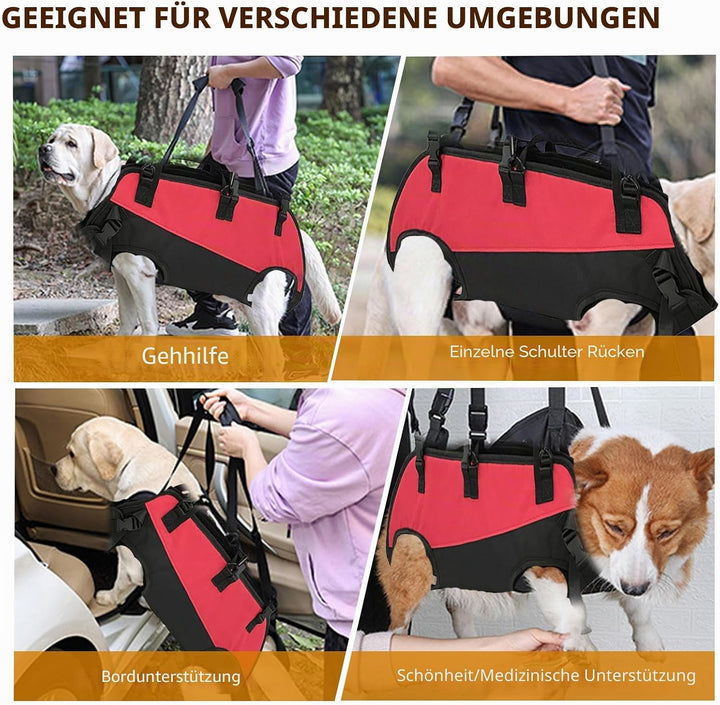 PETCUTE Hunde-Tragegeschirr,Hundegeschirr-Rucksack für grosse Hundes,Ganzkörpergeschirr mit Griff,Ve