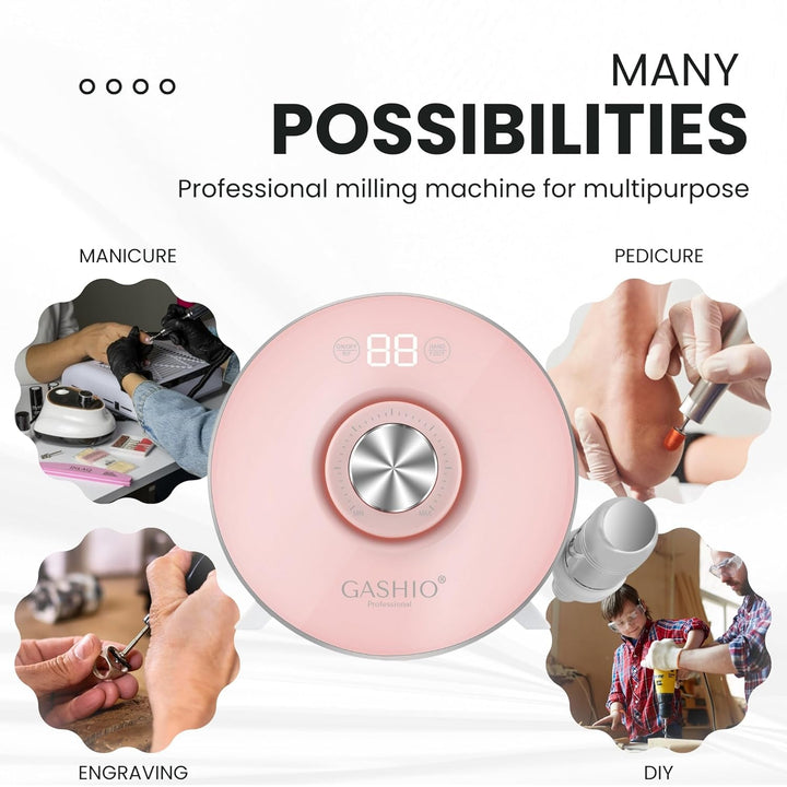 GASHIO® Nagelfräser GA170 | Nagelbohrmaschine | Nagelfeile | 68W | 45.000u/MIN | Kunststoff | Profes