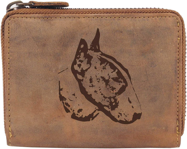 Greenburry Damen-Börse mit Hunde-Motiv Bull Terrier I Geschenkidee für Hundefreunde I Leder, Bull Te