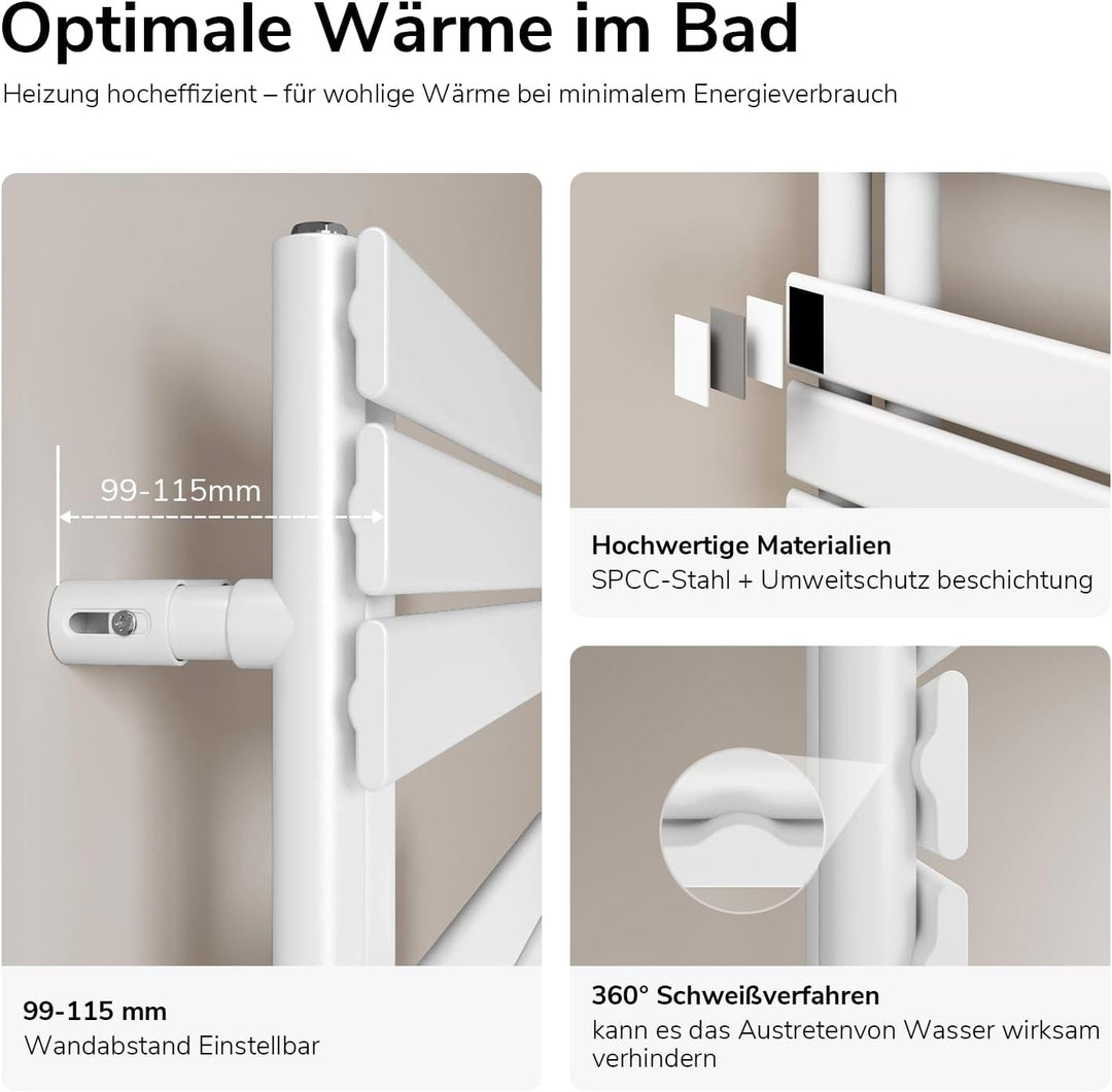 EMKE Badheizkörper Handtuchhalter 1599x600 mm, Handtuchheizkörper Seitenanschlusss Flach Handtuchwär