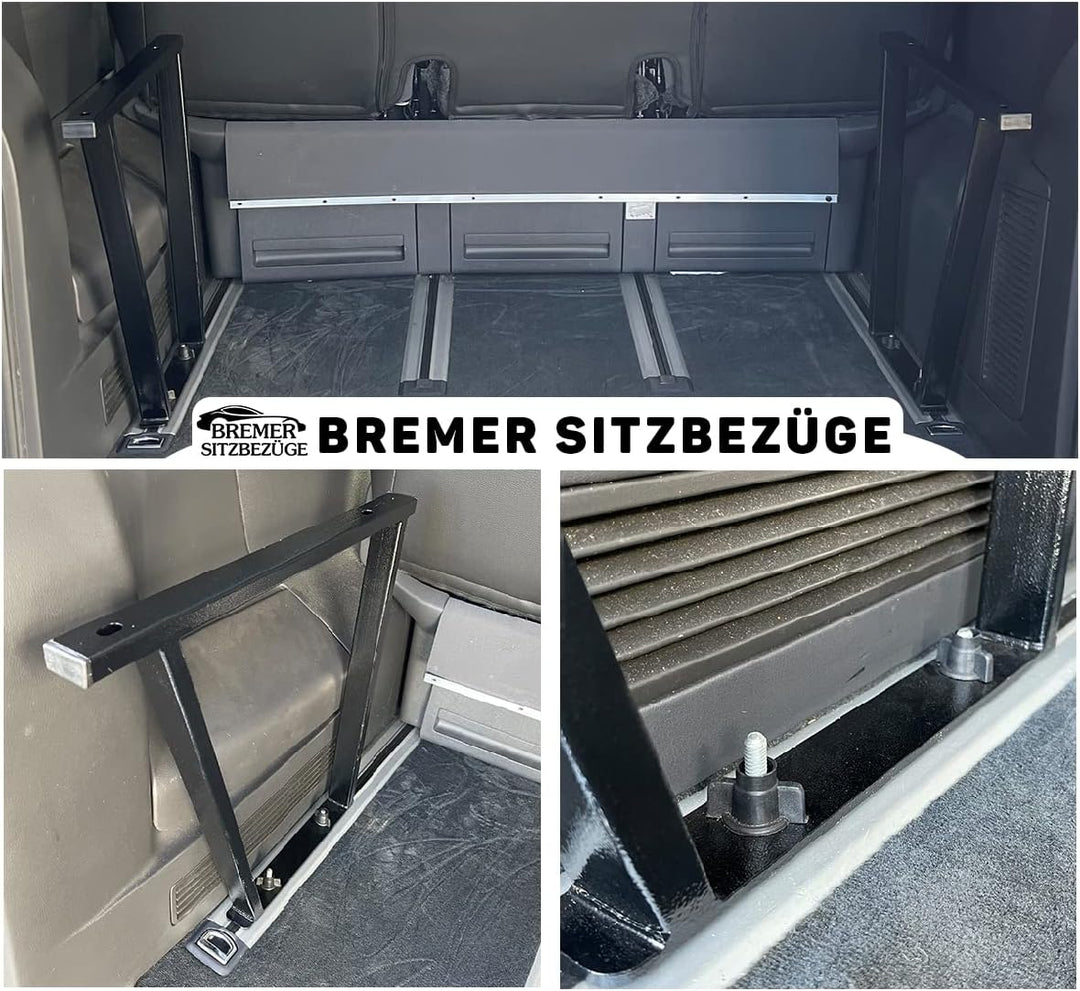 BREMER SITZBEZÜGE Multiflexboard Bettverlängerung kompatibel mit VW T5 &amp; T6 Multivan UniSchwarz, Sch