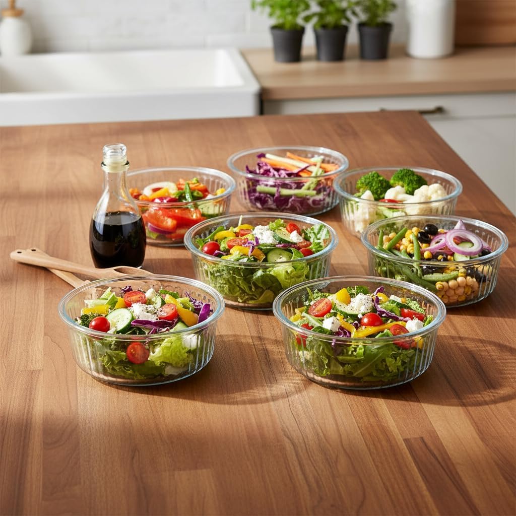 H.JSS WDJS Kleine Glasbehälter mit Feckel und Mit Löffel, Rund Meal Prep Gläser Mit Löffel, BPA-frei