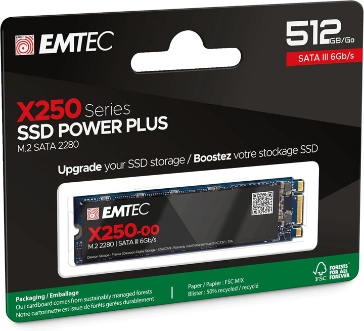 Emtec SSD M2 SATA x250 512GB Power Plus 3D NAND One size, One size