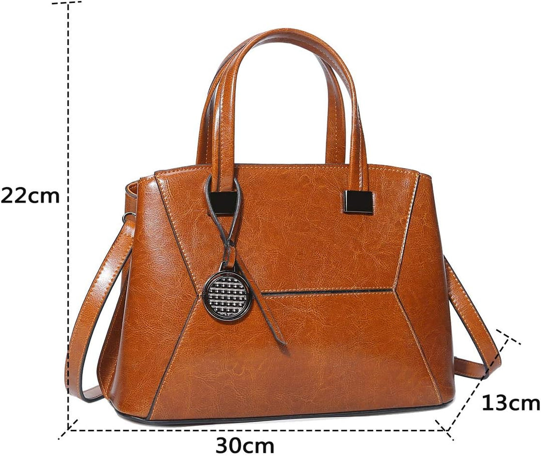 Coolives Damen Tasche Kleine Handtasche Henkeltasche Umhängetasche Schultertasche aus Leder EINWEG B