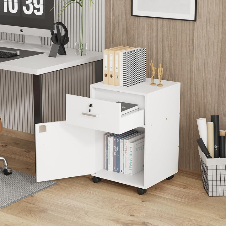 Büro Rollcontainer mit Schubladen abschliessbar, mobiler Aktenschrank mit Schloss für Homeoffice, pl