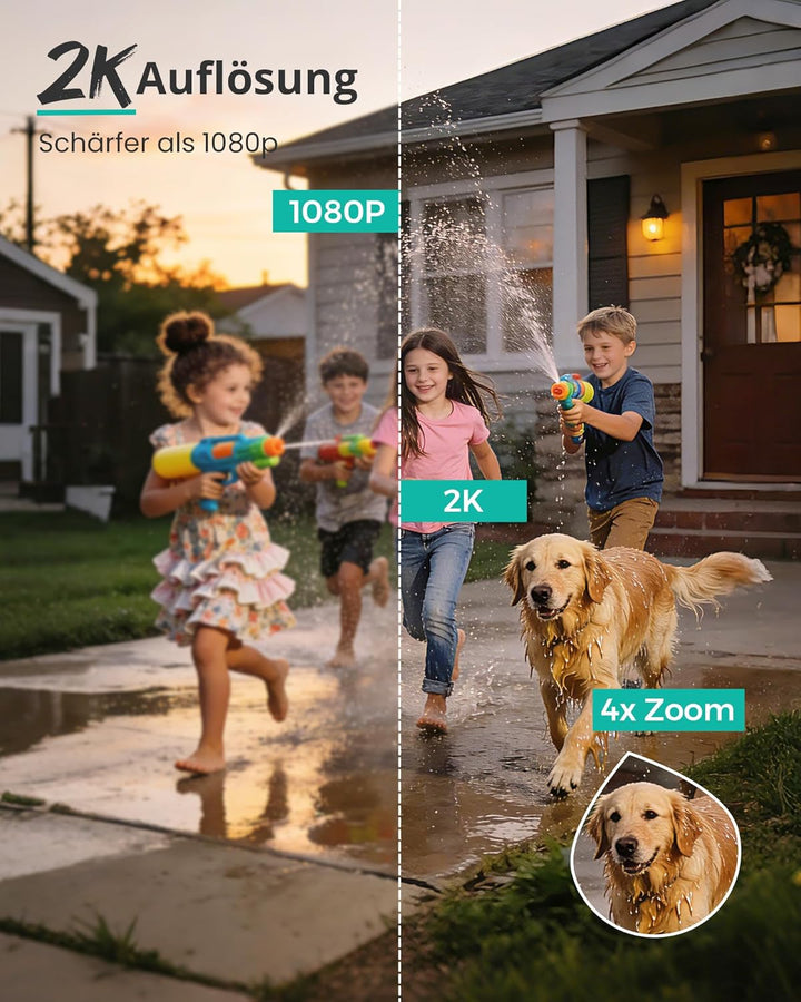 2K Überwachungskamera Aussen,Kamera überwachung aussen mit Farbige Nachtsicht,2.4Ghz WiFi,Bewegungse