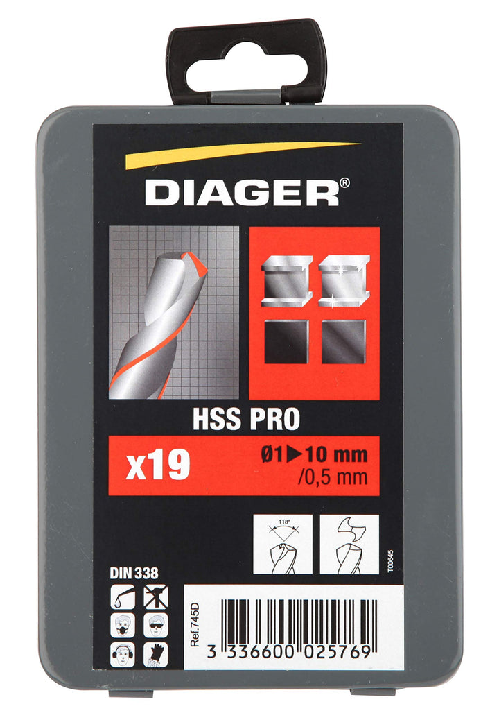 JUEGO 19 BROCAS HSS PRO 1-10/0,5mm Coffret 19Pcs 1-10 / 0,5Mm, Coffret 19Pcs 1-10 / 0,5Mm