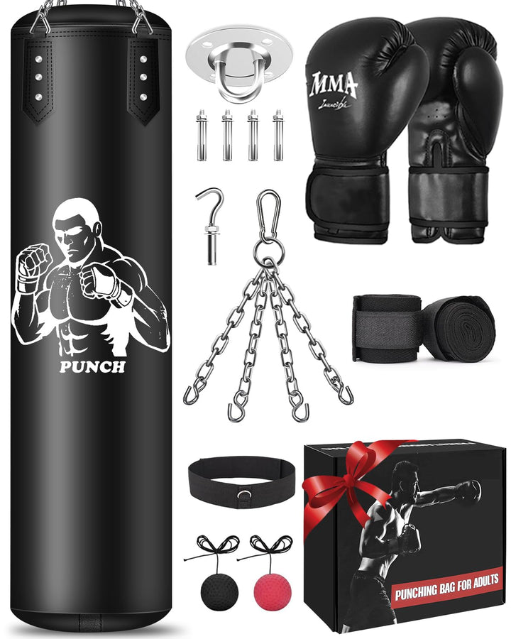 NZQXJXZ Boxsack Hängend Set, Ungefüllt 120cm Boxsack Erwachsene mit Einer vollständigen Palette von