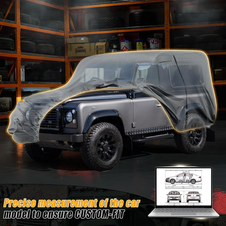 Autoabdeckung Wasserdicht für Land Rover Defender 90 1990-2016, Vollgarage Autoplane Auto Abdeckplan