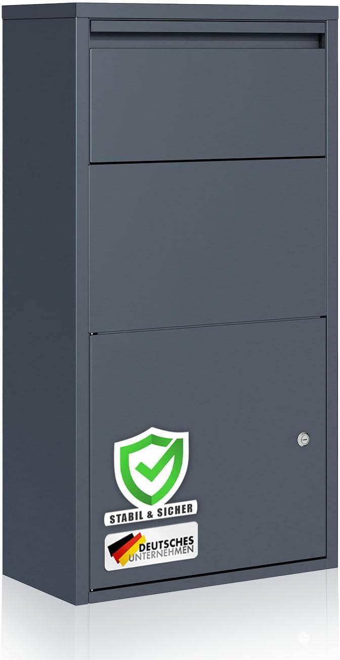 Floordirekt Briefkasten und Paketbox rostfrei und massiv, Paketbriefkasten XXL, Standbriefkasten mod