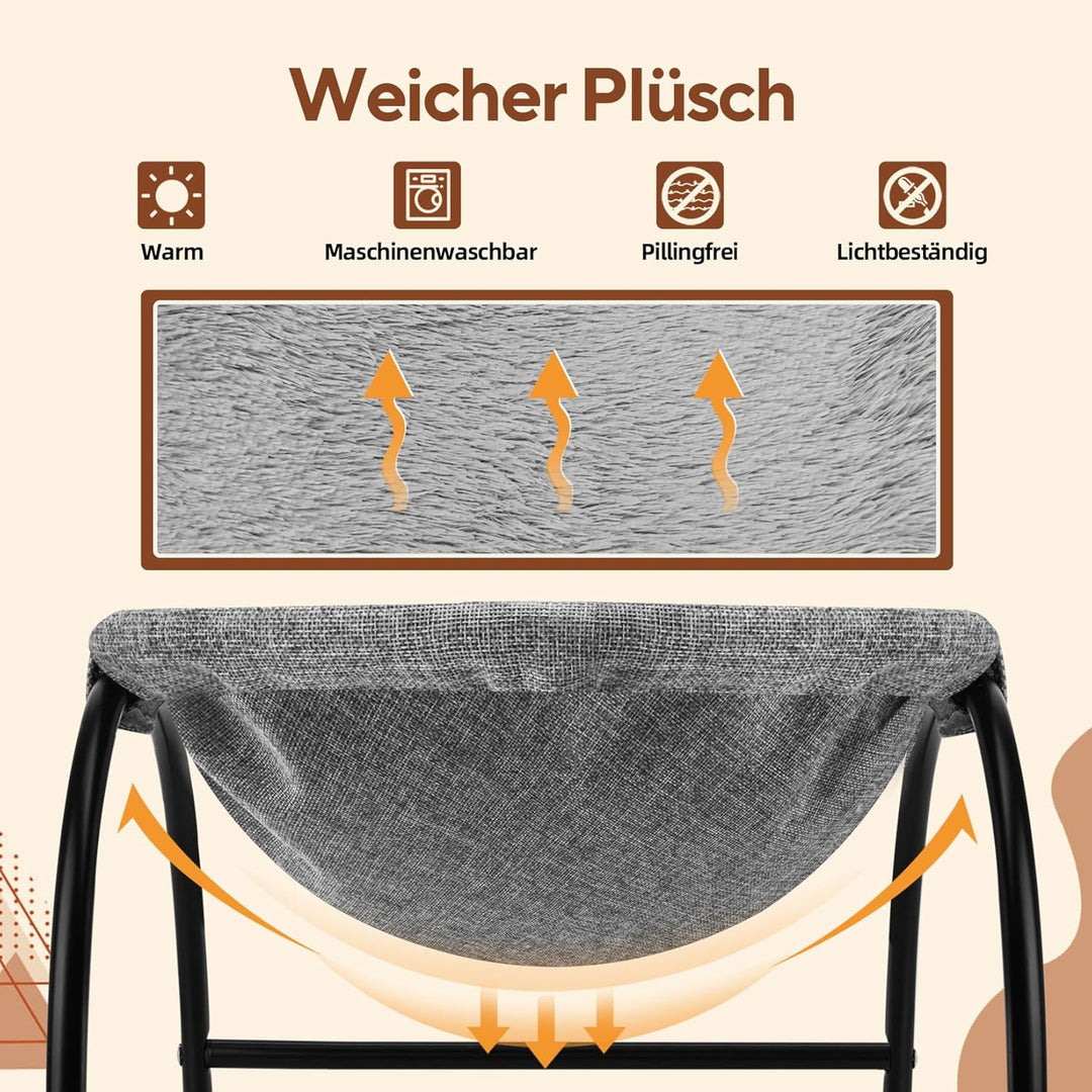 LIFLIX Katzenhängematte Outdoor, Erhöhter Katzenbett mit abnehmbarem, Waschbarem Plüsch, Stehend Hän