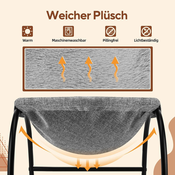 LIFLIX Katzenhängematte Outdoor, Erhöhter Katzenbett mit abnehmbarem, Waschbarem Plüsch, Stehend Hän