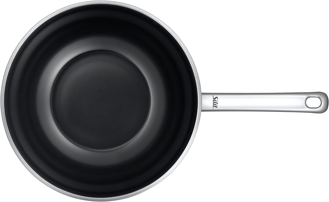 Silit Wuhan Wokpfanne Induktion 28 cm, Wok Edelstahl beschichtet, Wok Induktion, backofenfest