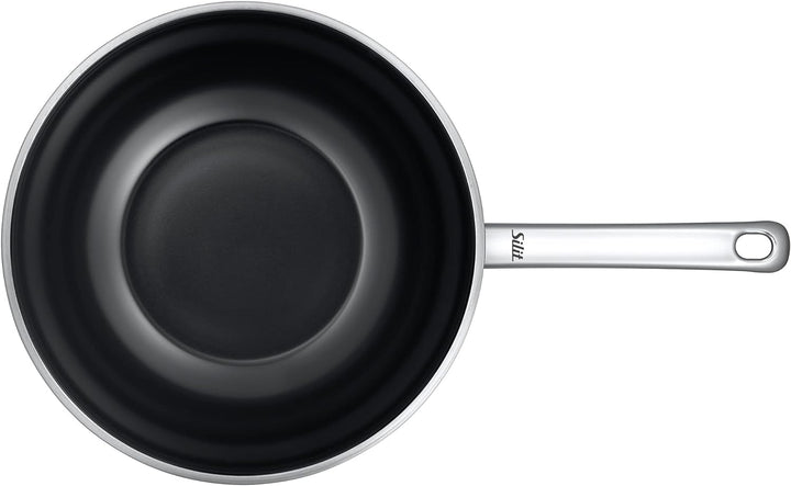 Silit Wuhan Wokpfanne Induktion 28 cm, Wok Edelstahl beschichtet, Wok Induktion, backofenfest