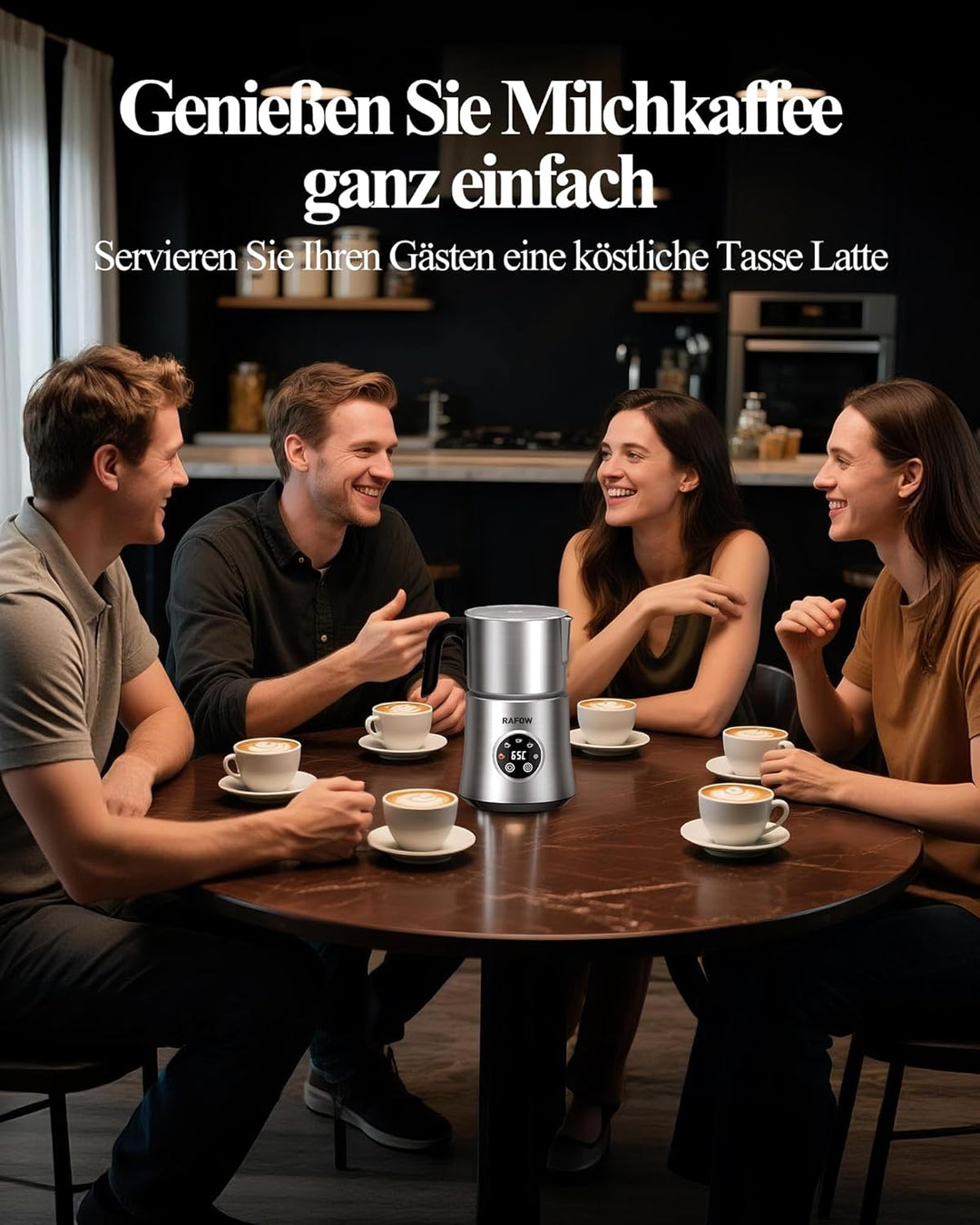 Milchaufschäumer Elektrisch 5 in 1 - Automatische Milchschäumer 500ml Grosses Fassungsvermögen Milch