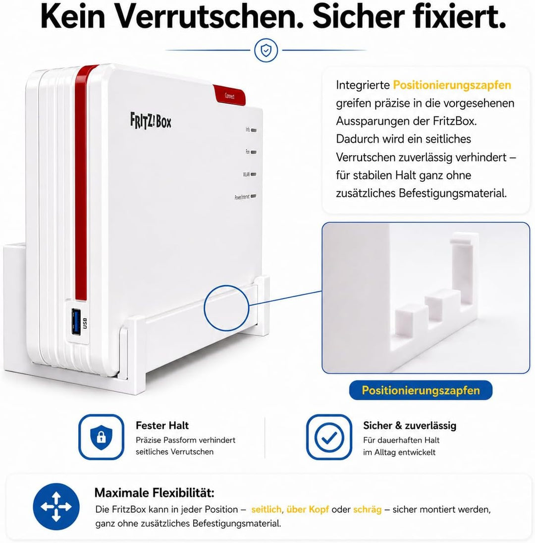 OSAZEE Wandhalterung für AVM FritzBox 5690 Pro – 9 cm Wandabstand für optimale Kabelführung – Überko