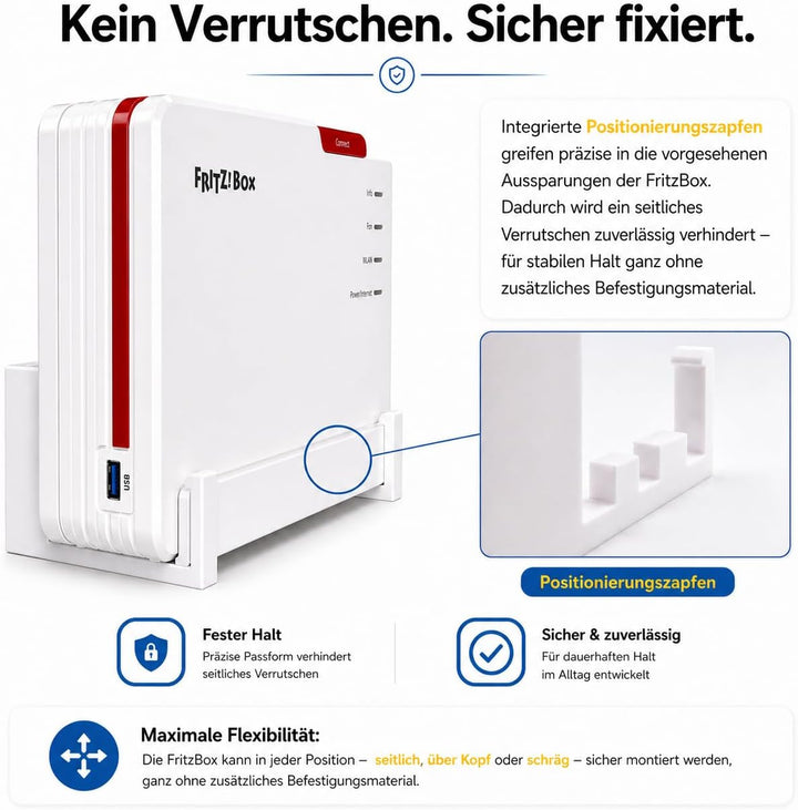 OSAZEE Wandhalterung für AVM FritzBox 5690 Pro – 9 cm Wandabstand für optimale Kabelführung – Überko