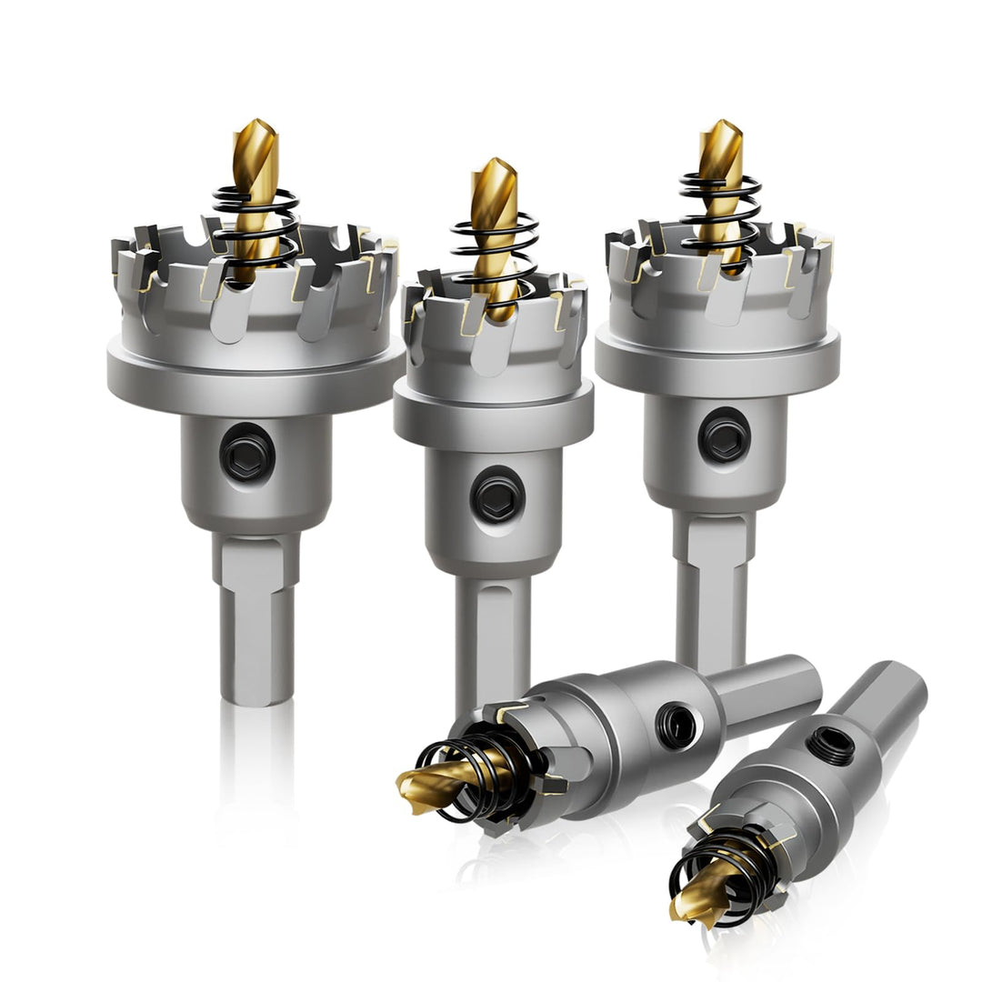 CSOOM Upgrade Kurze Hartmetall-Lochsäge 5 Stück,TCT Lochschneider, Edelstahl und Metallgitter sind d