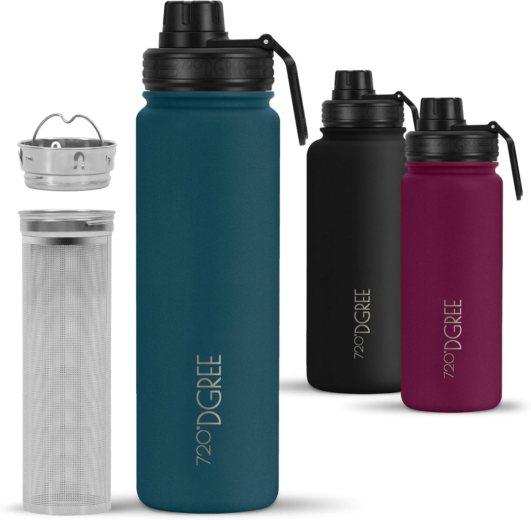 720°DGREE Edelstahl Thermo Trinkflasche 710ml “noLimit” +Früchtebehälter - Auslaufsicher, Kohlensäur