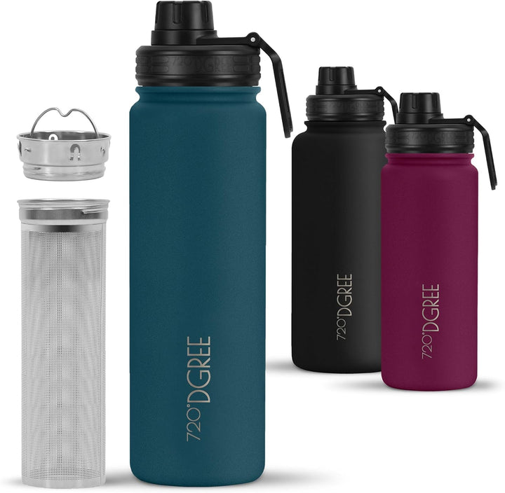 720°DGREE Edelstahl Thermo Trinkflasche 710ml “noLimit” +Früchtebehälter - Auslaufsicher, Kohlensäur