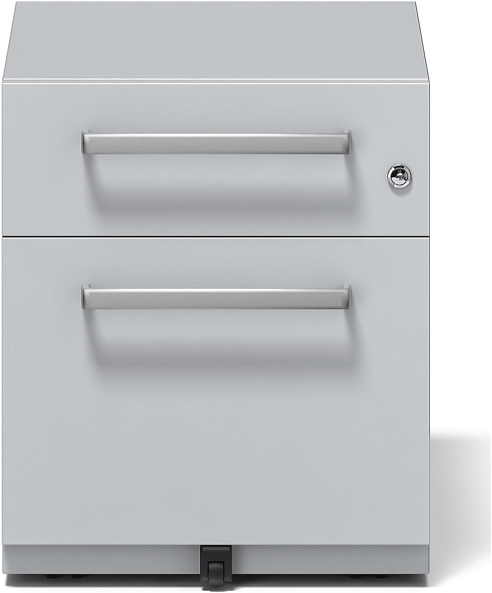 BISLEY Rollcontainer Note mit Griff, 1 Universalschublade, 1 HR-Schublade, Metall, 645 Lichtgrau, 56
