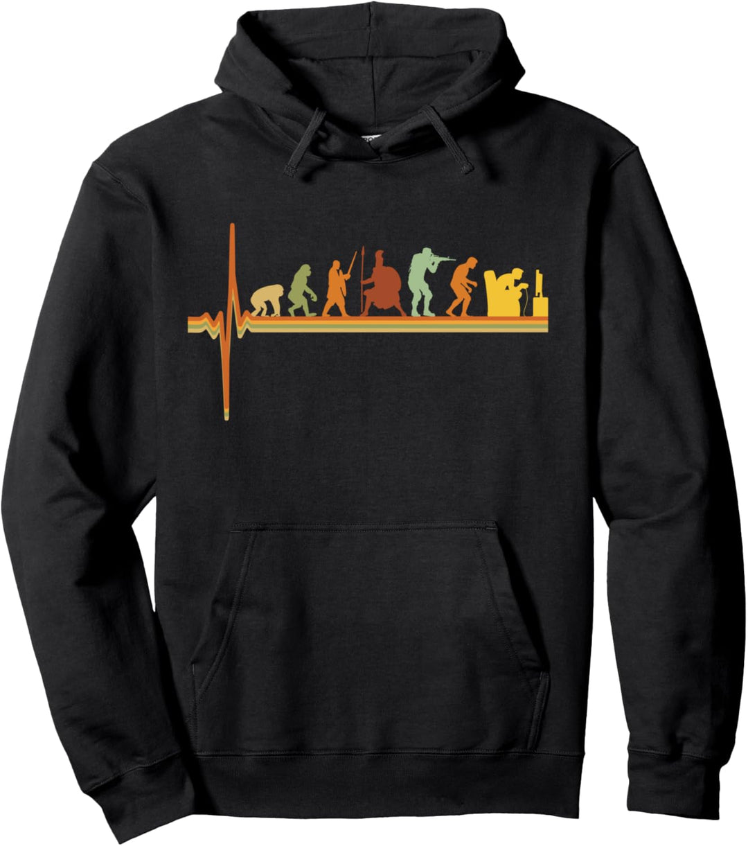 Gaming Evolution Gamers Herzschlag Retrogamer Retro Zocker Pullover Hoodie