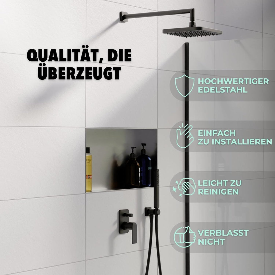 HAGO24 DIY Duschnische 60x30cm I Wandnische Dusche aus Edelstahl I einbaubare Duschablage in silber