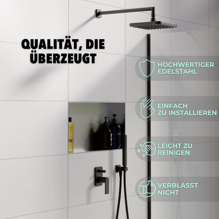HAGO24 DIY Duschnische 60x30cm I Wandnische Dusche aus Edelstahl I einbaubare Duschablage in silber