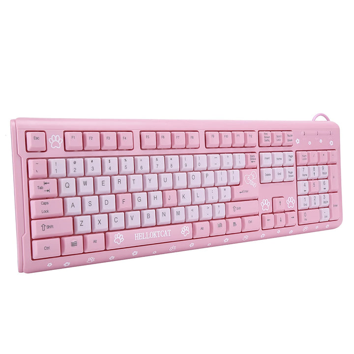 Annadue Rosa Tastatur, USB kabelgebunden Gaming Tastatur, 104 Tasten Ultradünne Computer Tastatur fü