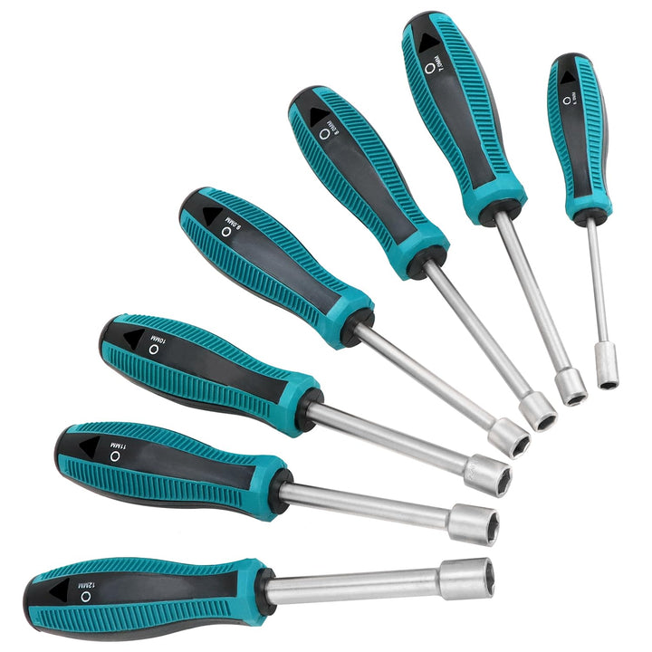 QWORK® 7 Stück Steckschlüssel Schraubendreher, 6-12mm Innensechskantschlüssel, für Aussensechskantsc