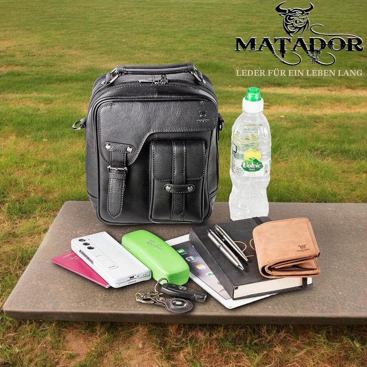 MATADOR Schultertasche Echt Leder Herren Hochwertige Arbeittasche Umhängetasche Ledertasche Tabletta