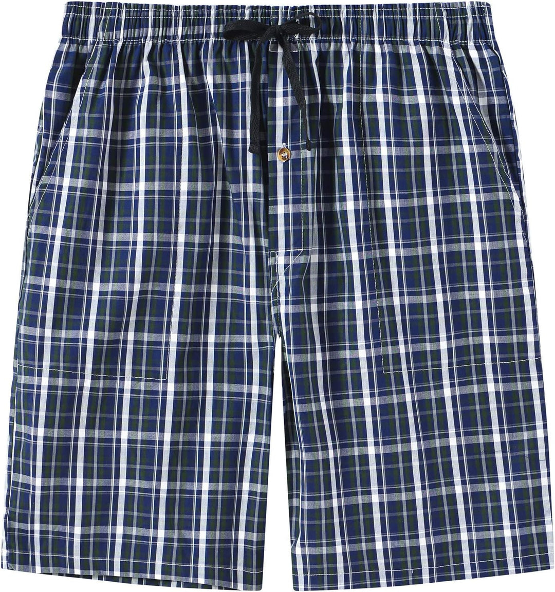 MoFiz Herren Kurze Pyjamahose Baumwolle Schlafshorts Karierte Schlafanzughose Freizeithose Karo Loun