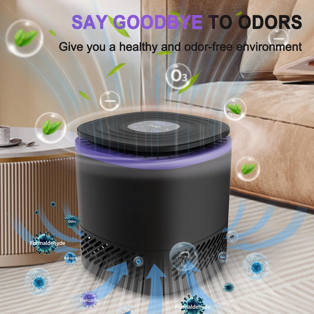 Luftreiniger Allergiker mit Aromatherapie Luftfilter gegen Schimmel Staub Pollen Gerüche Nachtlicht