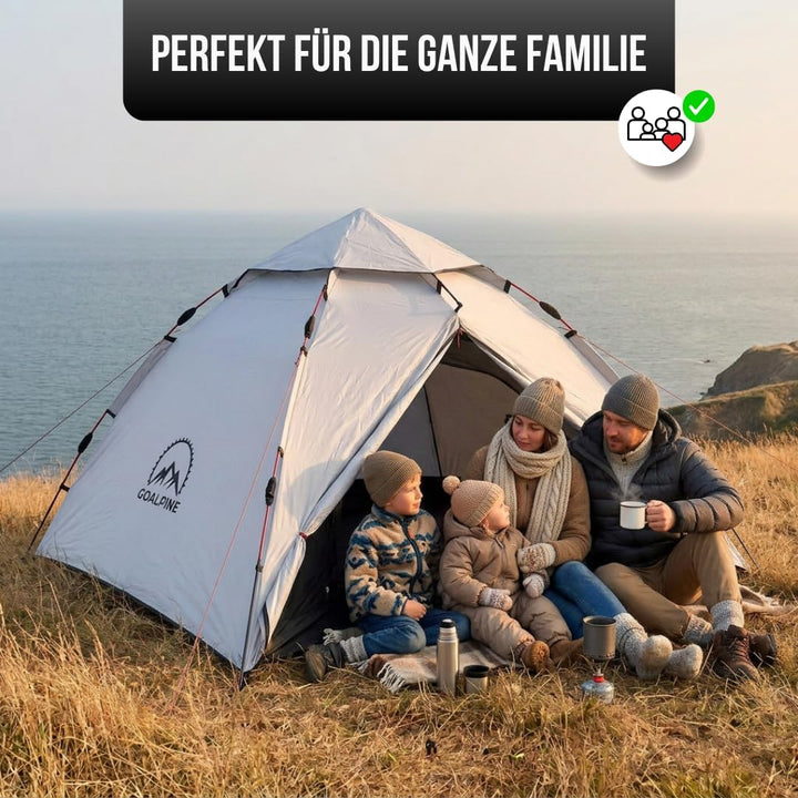 GOALPINE® Atlas IV Wurfzelt Pop-up Zelt für 2-4 grosse Personen, 100% Wasserdicht, in 40 Sekunden au