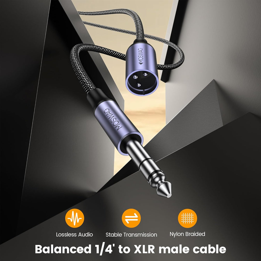 MOSWAG XLR auf 6.35mm Audio Kabel, 6.35mm Stecker auf Mic XLR Stecker Strero Kabel für E-Gitarre, Kl