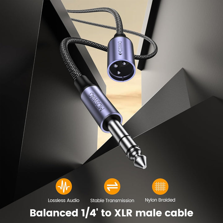MOSWAG XLR auf 6.35mm Audio Kabel, 6.35mm Stecker auf Mic XLR Stecker Strero Kabel für E-Gitarre, Kl
