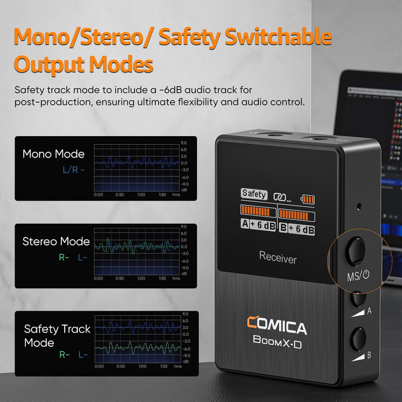 COMICA Kabelloses Lavalier-Mikrofon, BoomX-D2 2,4 G, kabelloses Mikrofonsystem, kompakt, Lav-Mikrofo