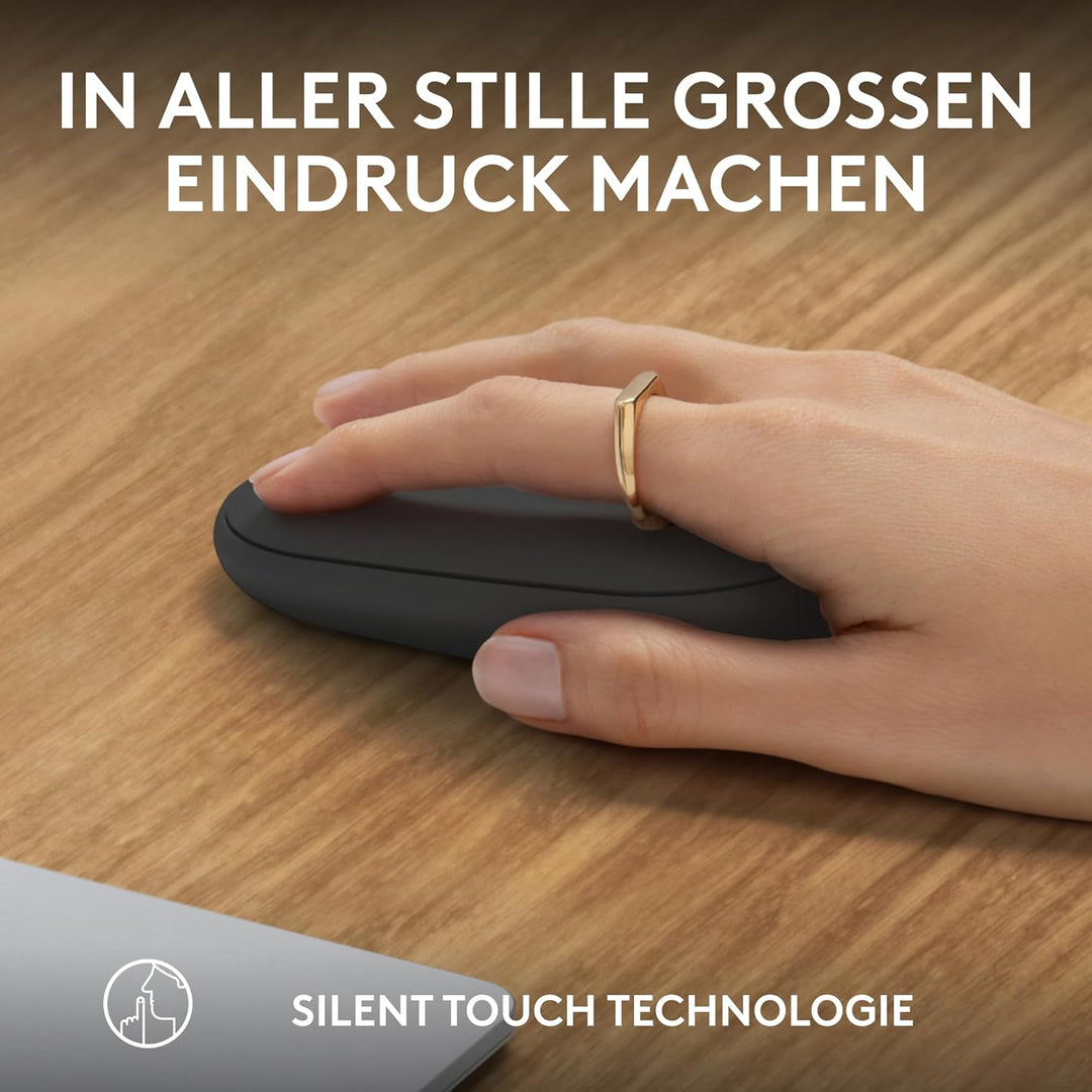Logitech Pebble Mouse 2 M350s schlanke kabellose Bluetooth-Maus, mobil, leicht, anpassbare Taste, le