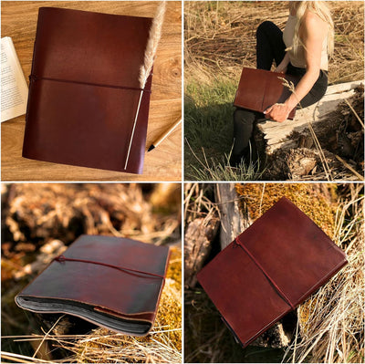 Gusti Fotoalbum Leder - Mila Ledereinband handgeschöpftes Papier Fotobuch Braun