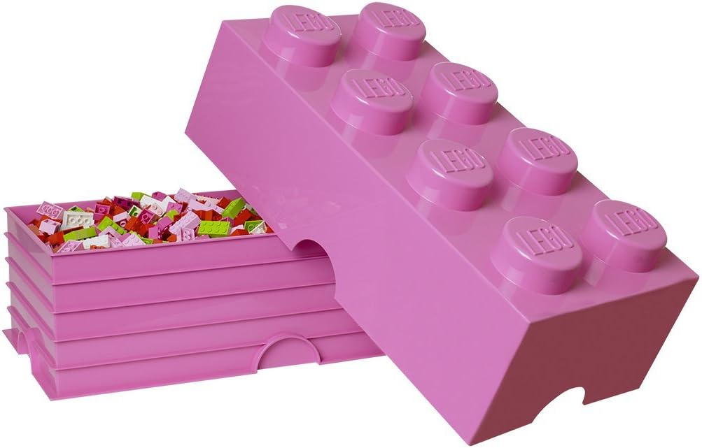LEGO Aufbewahrungsstein, 8 Noppen, Stapelbare Aufbewahrungsbox, 12 l, rosa Pink, Pink