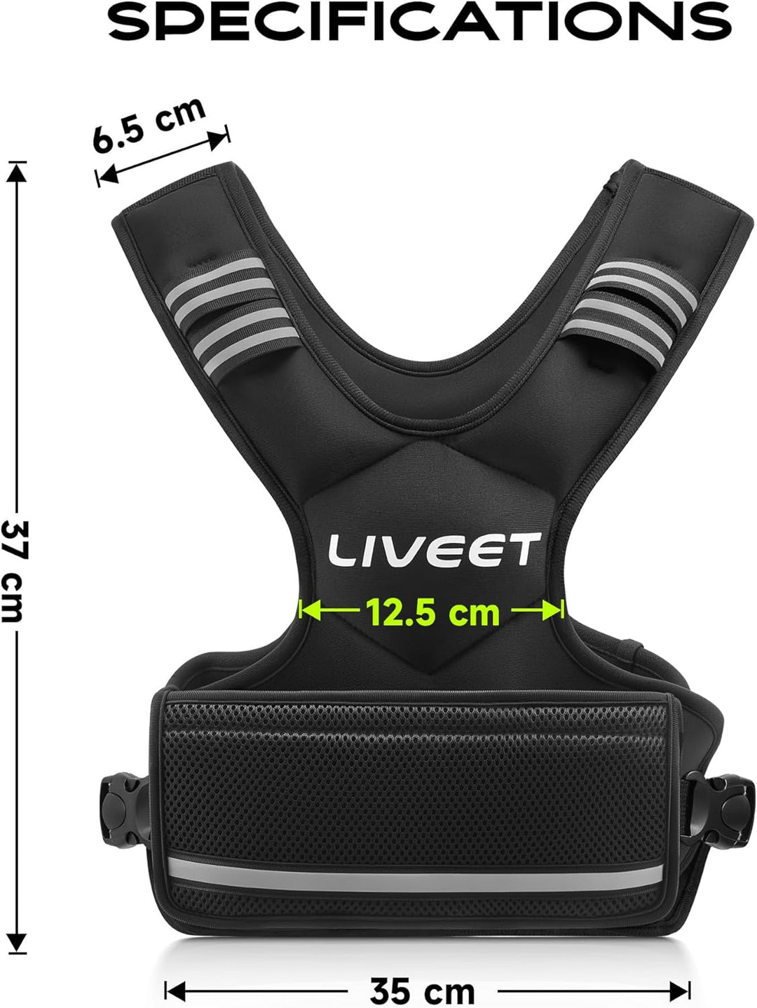 Verstellbare Gewichtsweste für Damen und Herren, 1,8-14,5 kg Gewichtsweste mit 6 Eisensandbeuteln, L