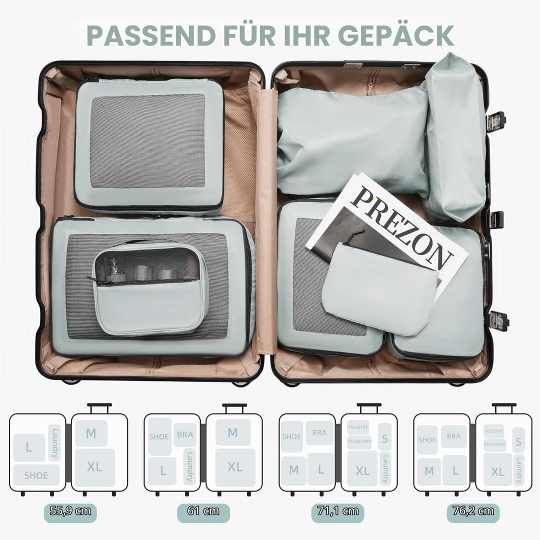 Packing Cubes for Suitcase 8 Set, Leichtgewichtige Gepäck Packing Organizer Packing Cubes für Reisez
