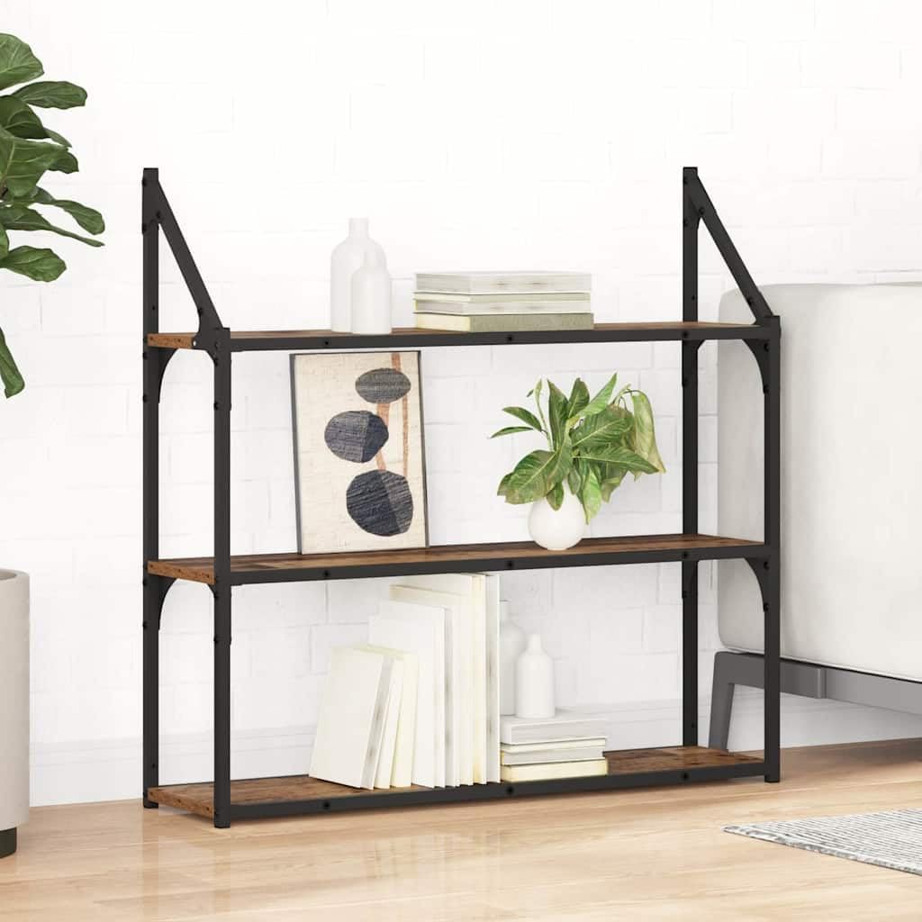 vidaXL Wandregal mit Regal Altholz 80 x 21 x 78,5 cm Holzwerkstoff, Moderne, rechteckige Wandregale,