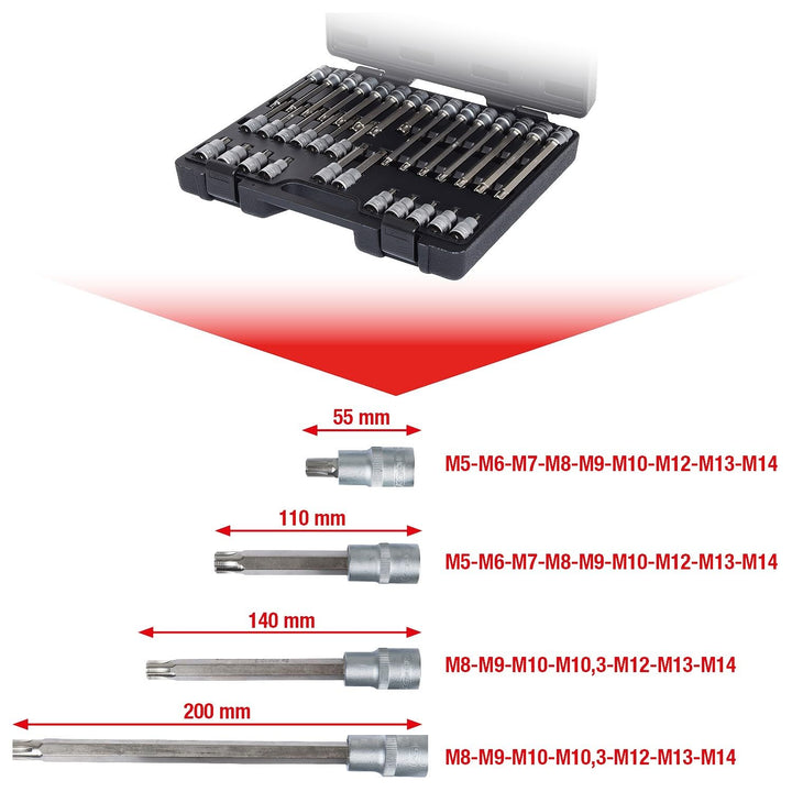 KS Tools 911.4530 1/2" RIBE® Bit-Stecknuss-Satz, 32-tlg.